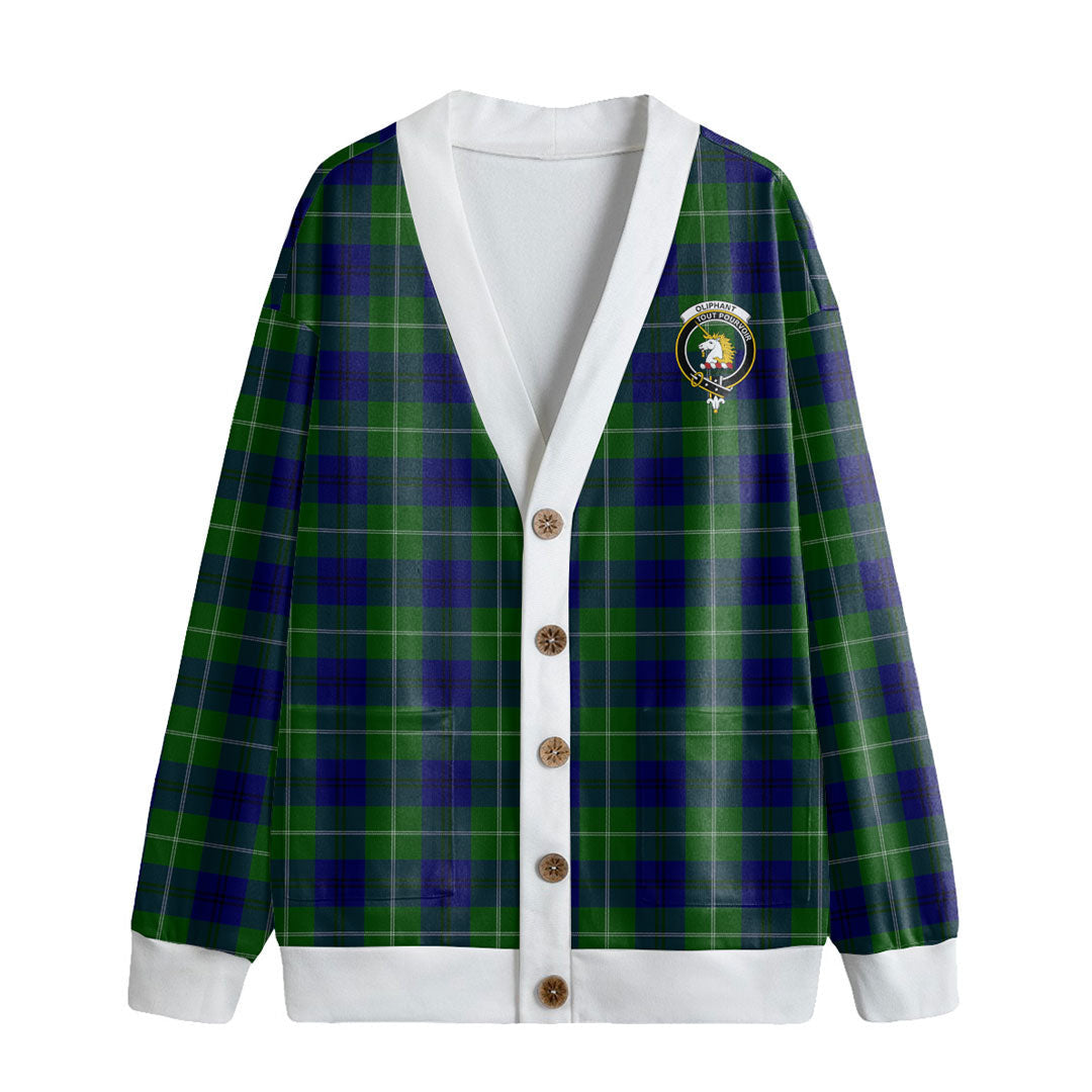 Oliphant Modern Tartan Crest Knitted Fleece Cardigan