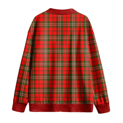 SCOTT MODERN Tartan Plaid Knitted Fleece Cardigan