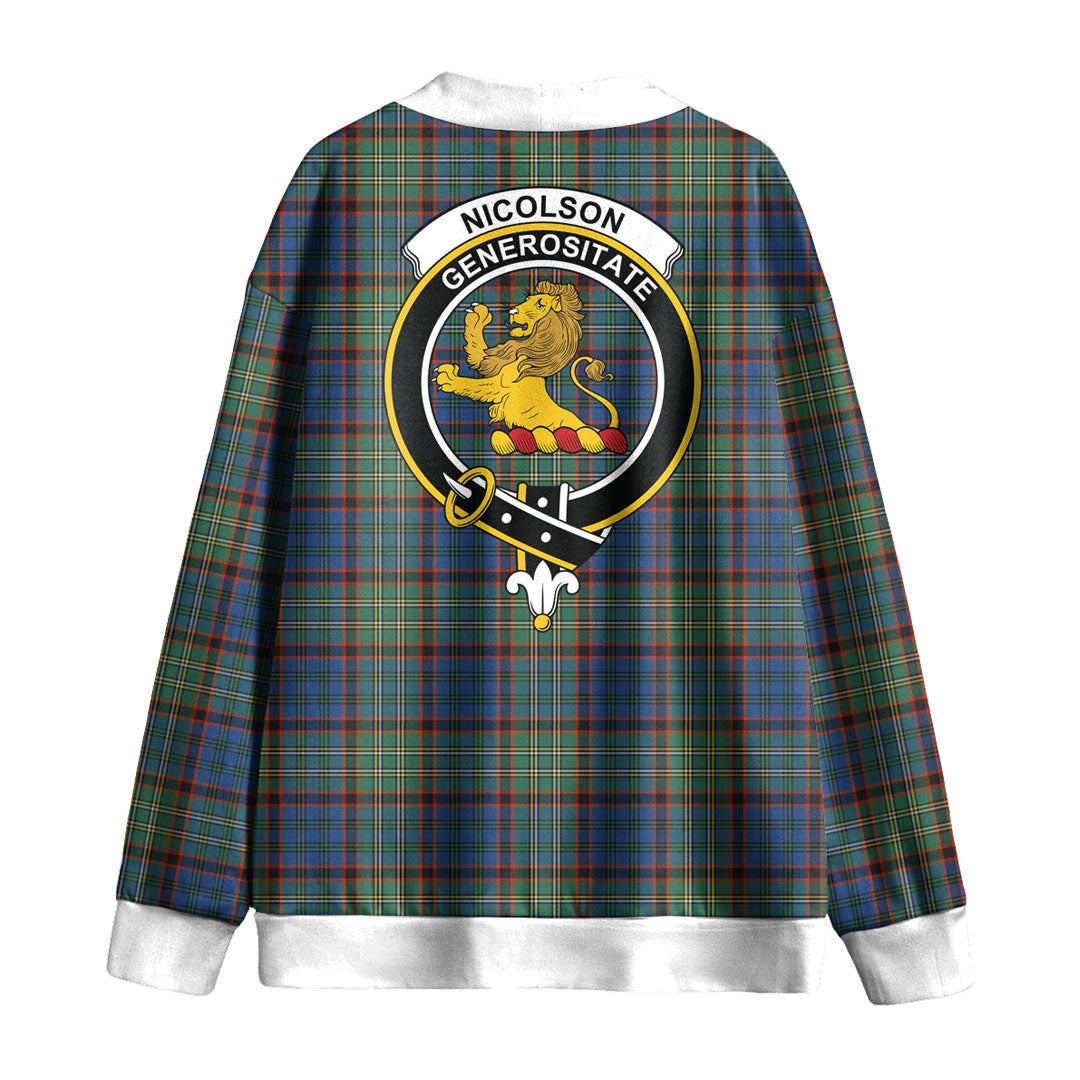 Nicolson Hunting Ancient Tartan Crest Knitted Fleece Cardigan