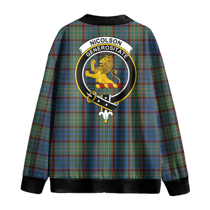 Nicolson Hunting Ancient Tartan Crest Knitted Fleece Cardigan