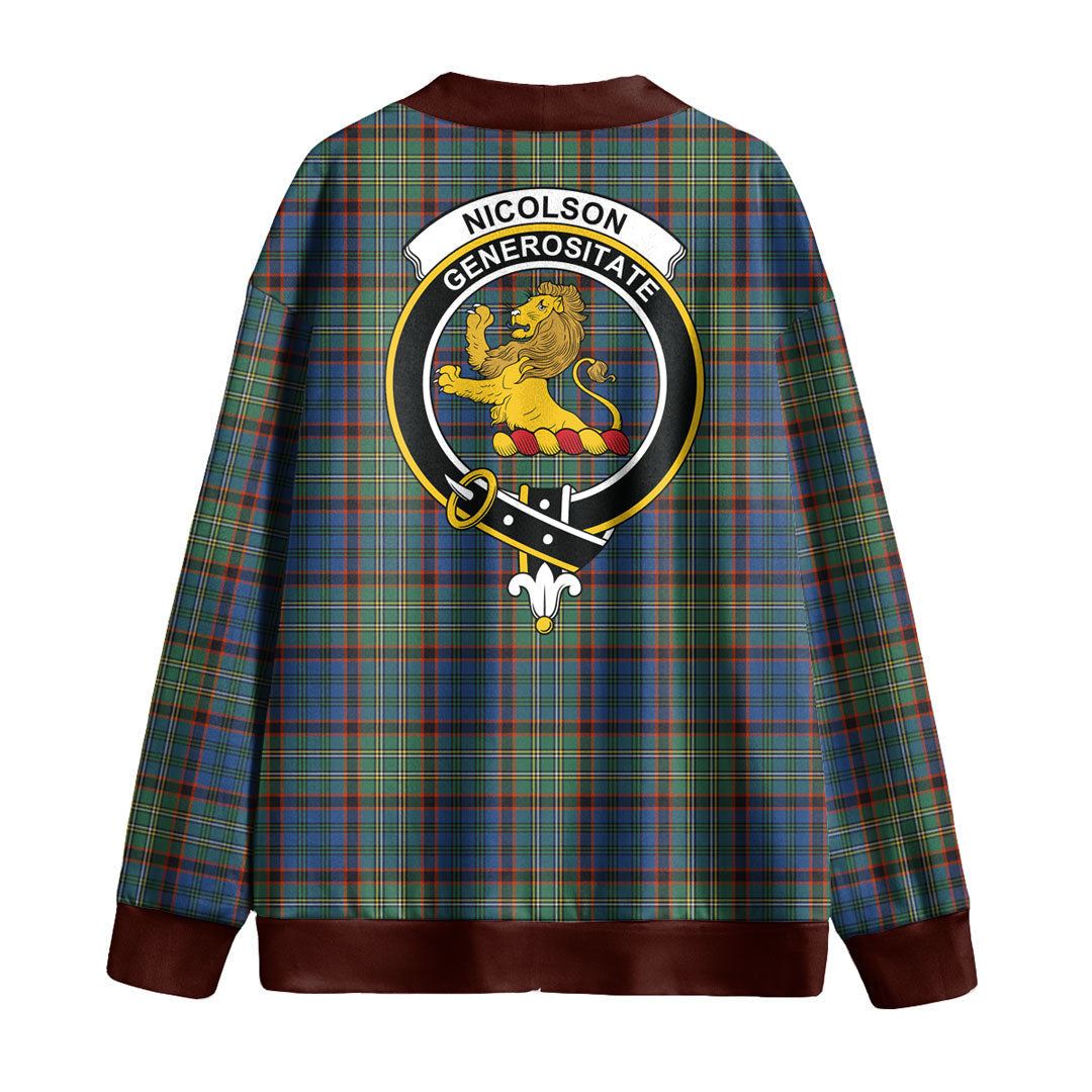 Nicolson Hunting Ancient Tartan Crest Knitted Fleece Cardigan