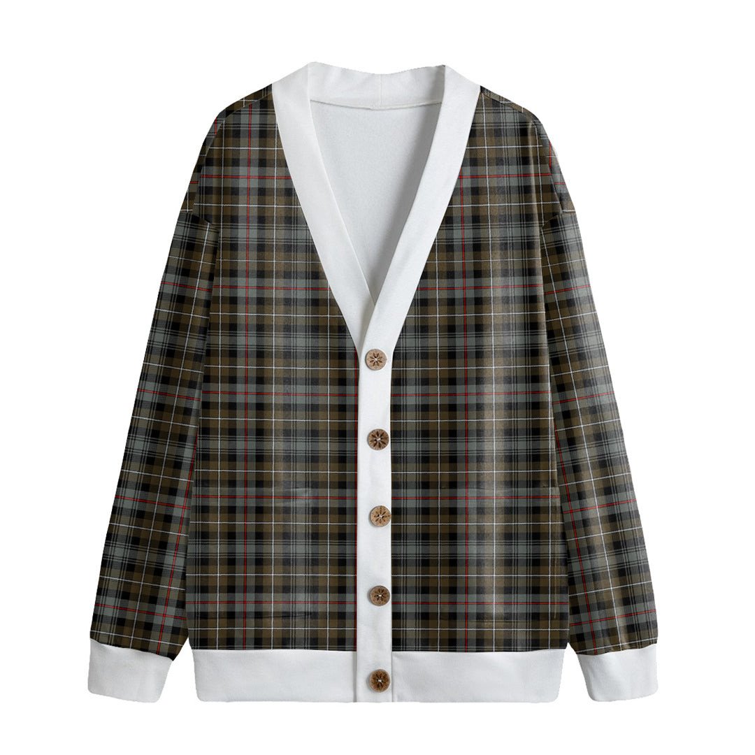 MacKenzie Weathered Tartan Plaid Knitted Fleece Cardigan