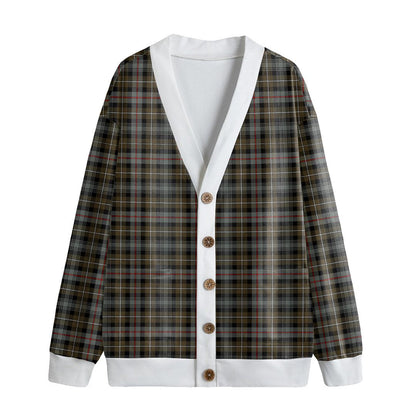 MacKenzie Weathered Tartan Plaid Knitted Fleece Cardigan