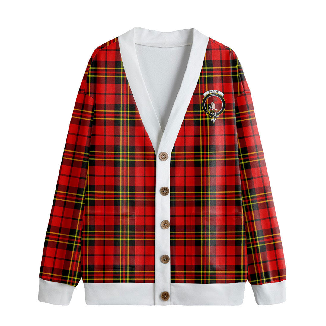 Brodie Modern Tartan Crest Knitted Fleece Cardigan