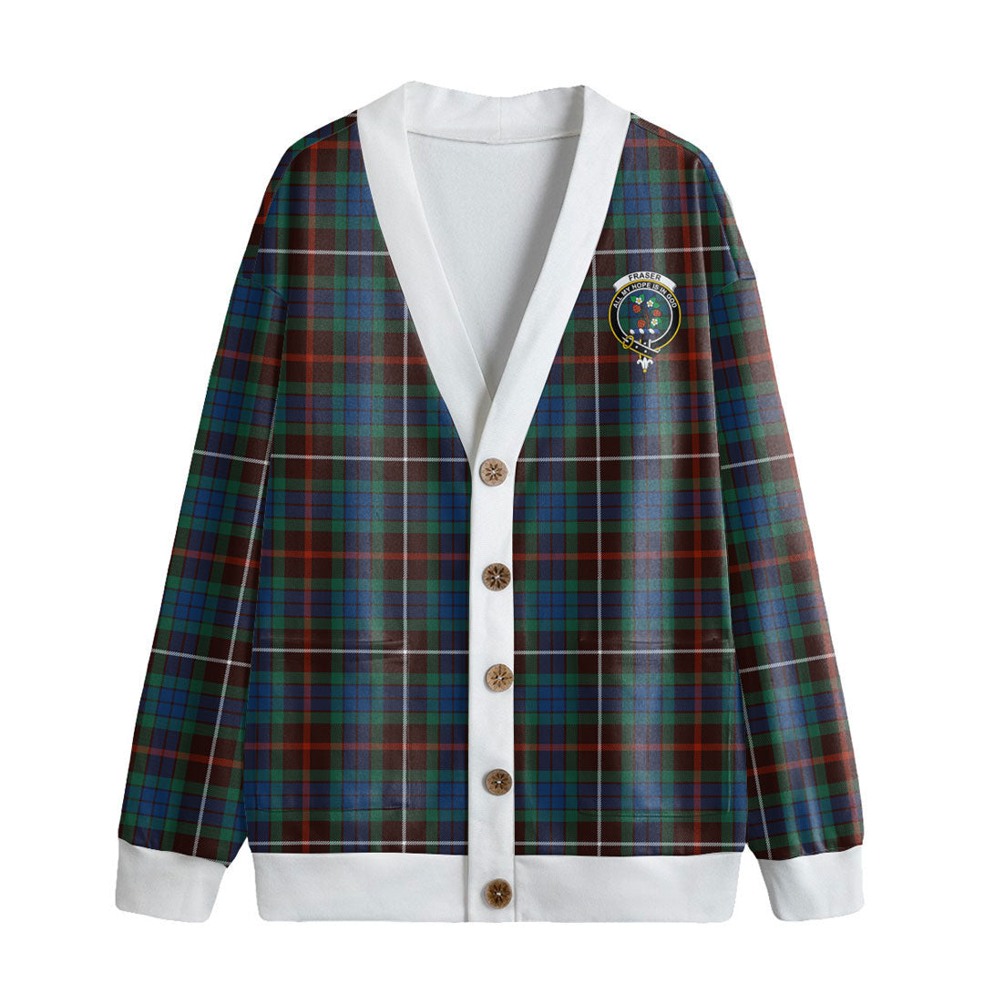 Fraser Hunting Ancient Tartan Crest Knitted Fleece Cardigan