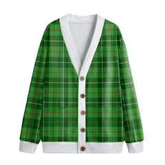 Galloway District Tartan Plaid Knitted Fleece Cardigan