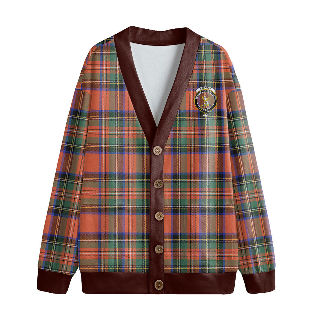 Stewart Royal Ancient Tartan Crest Knitted Fleece Cardigan