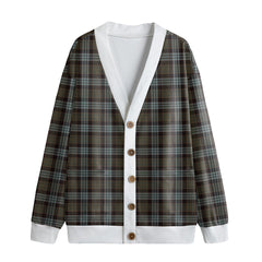 Stewart Old Weathered Tartan Plaid Knitted Fleece Cardigan