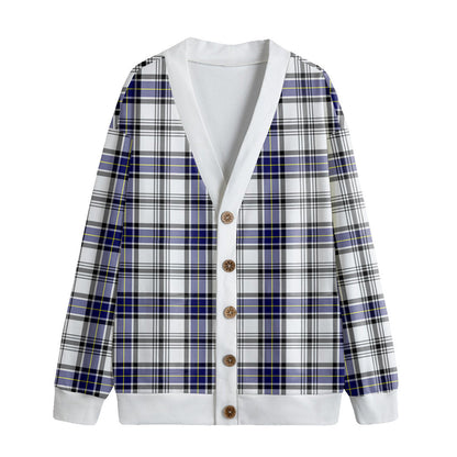 Hannay Modern Tartan Plaid Knitted Fleece Cardigan