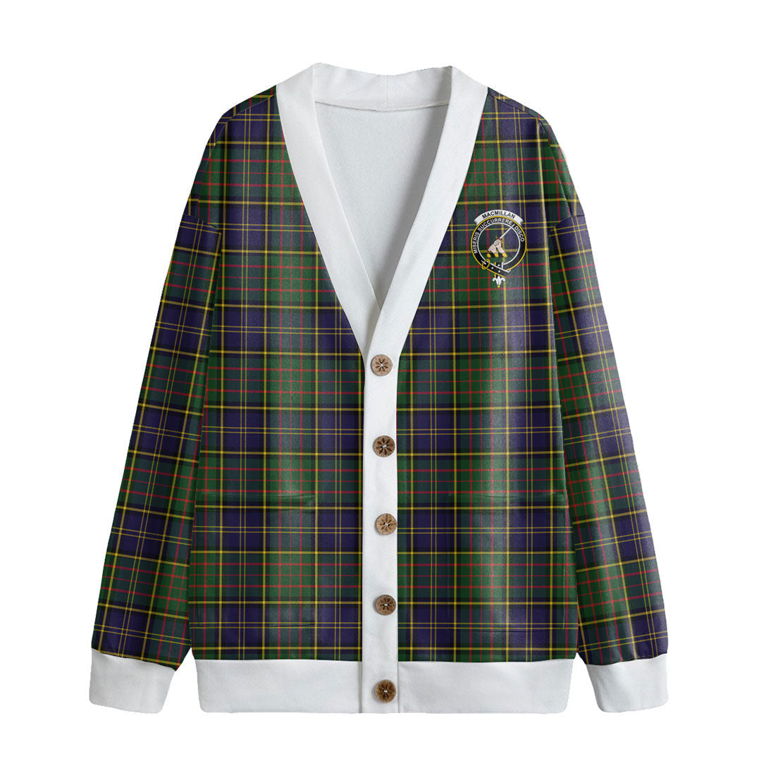 MacMillan Hunting Modern Tartan Crest Knitted Fleece Cardigan