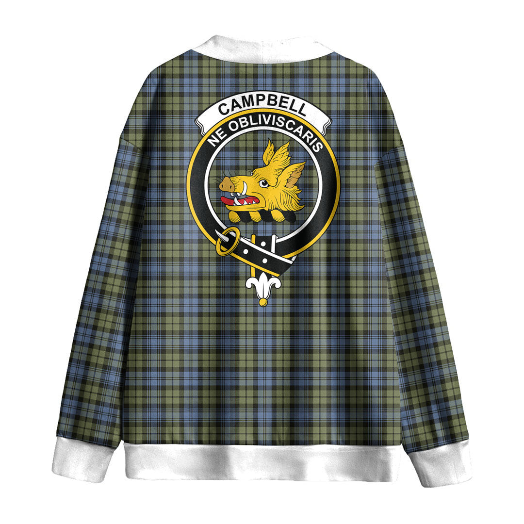 Campbell Faded Tartan Crest Knitted Fleece Cardigan