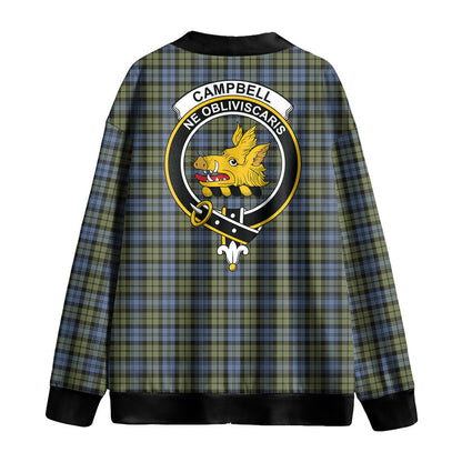 Campbell Faded Tartan Crest Knitted Fleece Cardigan