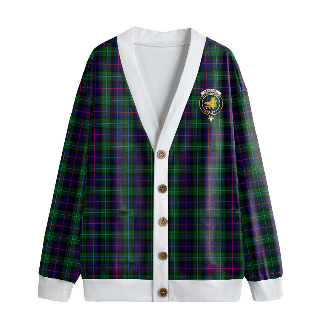 Campbell of Cawdor Modern Tartan Crest Knitted Fleece Cardigan