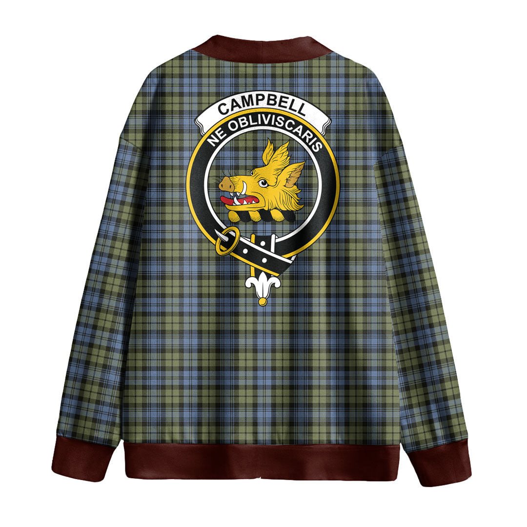 Campbell Faded Tartan Crest Knitted Fleece Cardigan