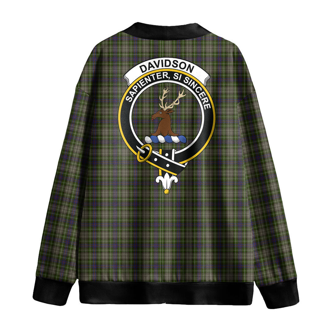 Davidson Tulloch Dress Tartan Crest Knitted Fleece Cardigan