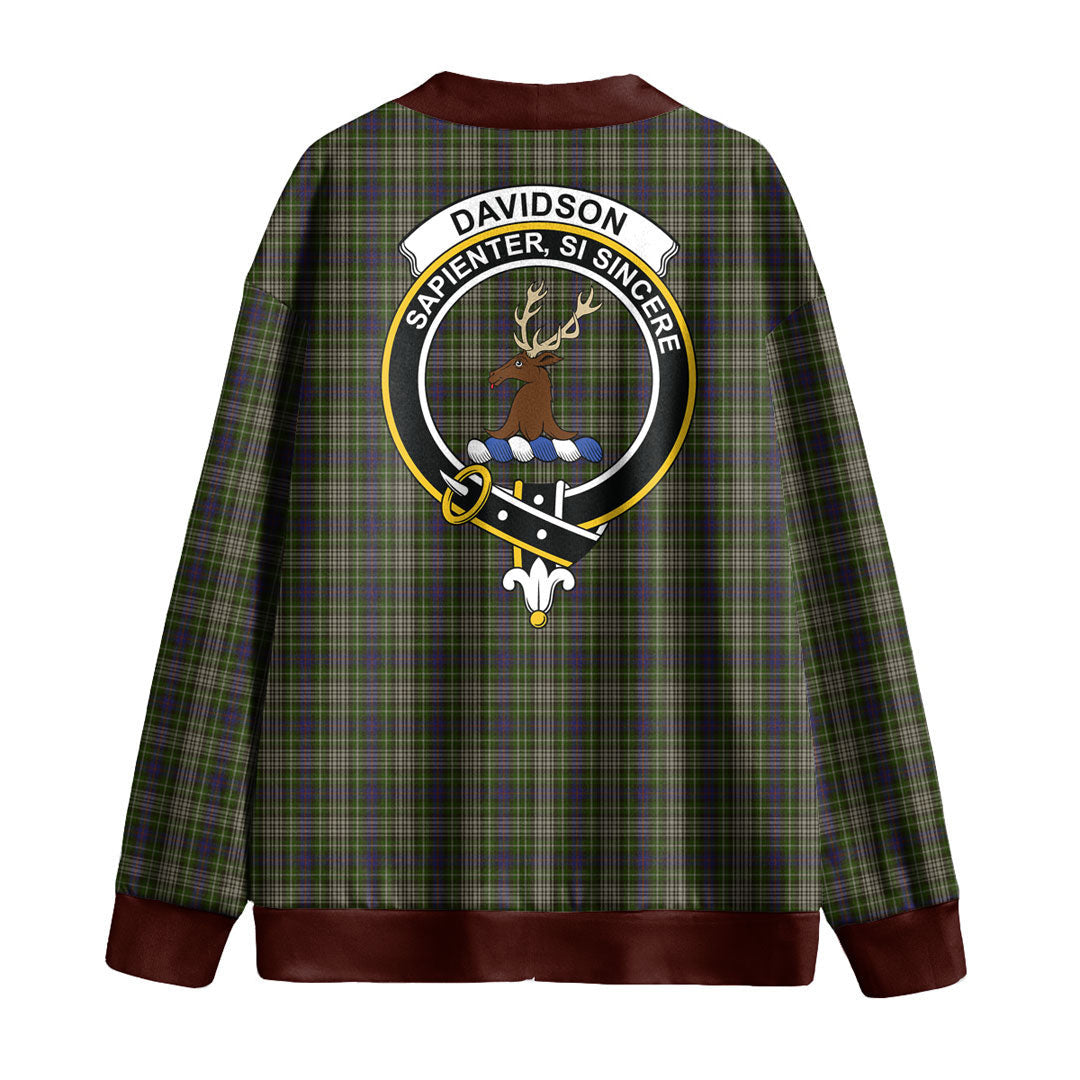 Davidson Tulloch Dress Tartan Crest Knitted Fleece Cardigan