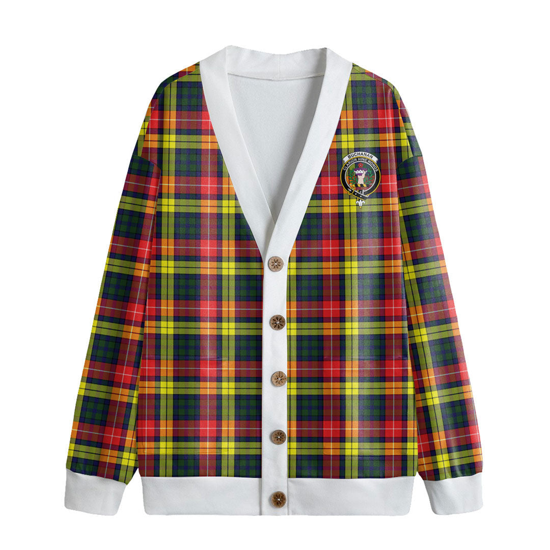 Buchanan Modern Tartan Crest Knitted Fleece Cardigan