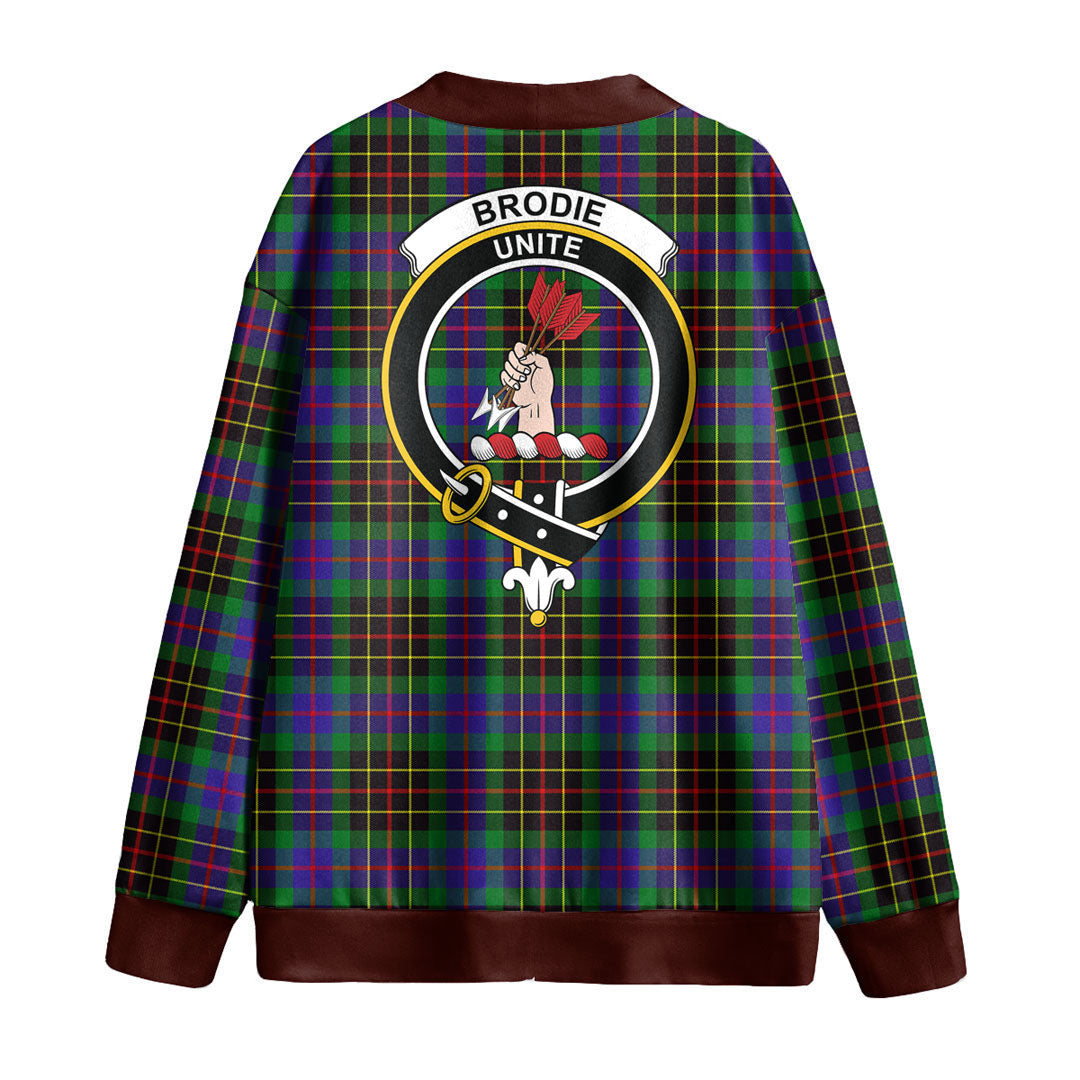 Brodie Hunting Modern Tartan Crest Knitted Fleece Cardigan