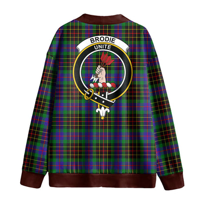 Brodie Hunting Modern Tartan Crest Knitted Fleece Cardigan