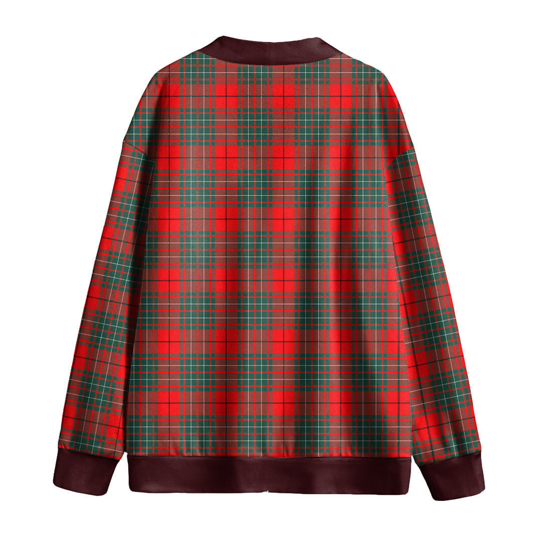 Cumming Modern Tartan Plaid Knitted Fleece Cardigan