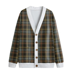 Stewart Hunting Weathered Tartan Plaid Knitted Fleece Cardigan