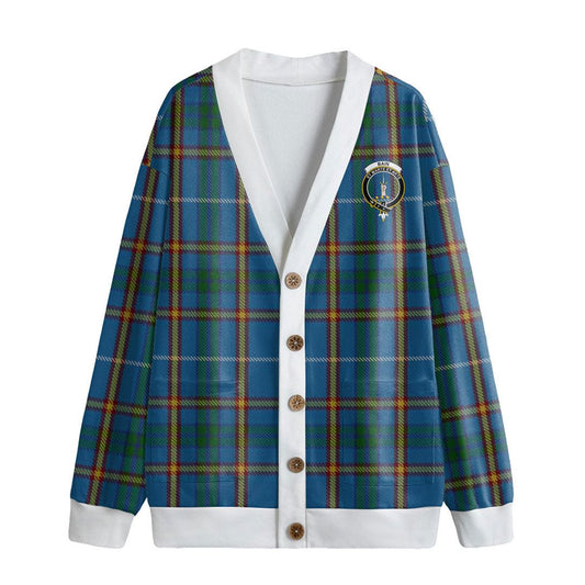 Bain Tartan Crest Knitted Fleece Cardigan