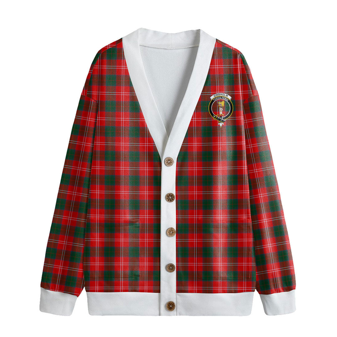 Chisholm Modern Tartan Crest Knitted Fleece Cardigan