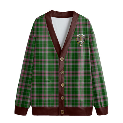 Gray Hunting Tartan Crest Knitted Fleece Cardigan