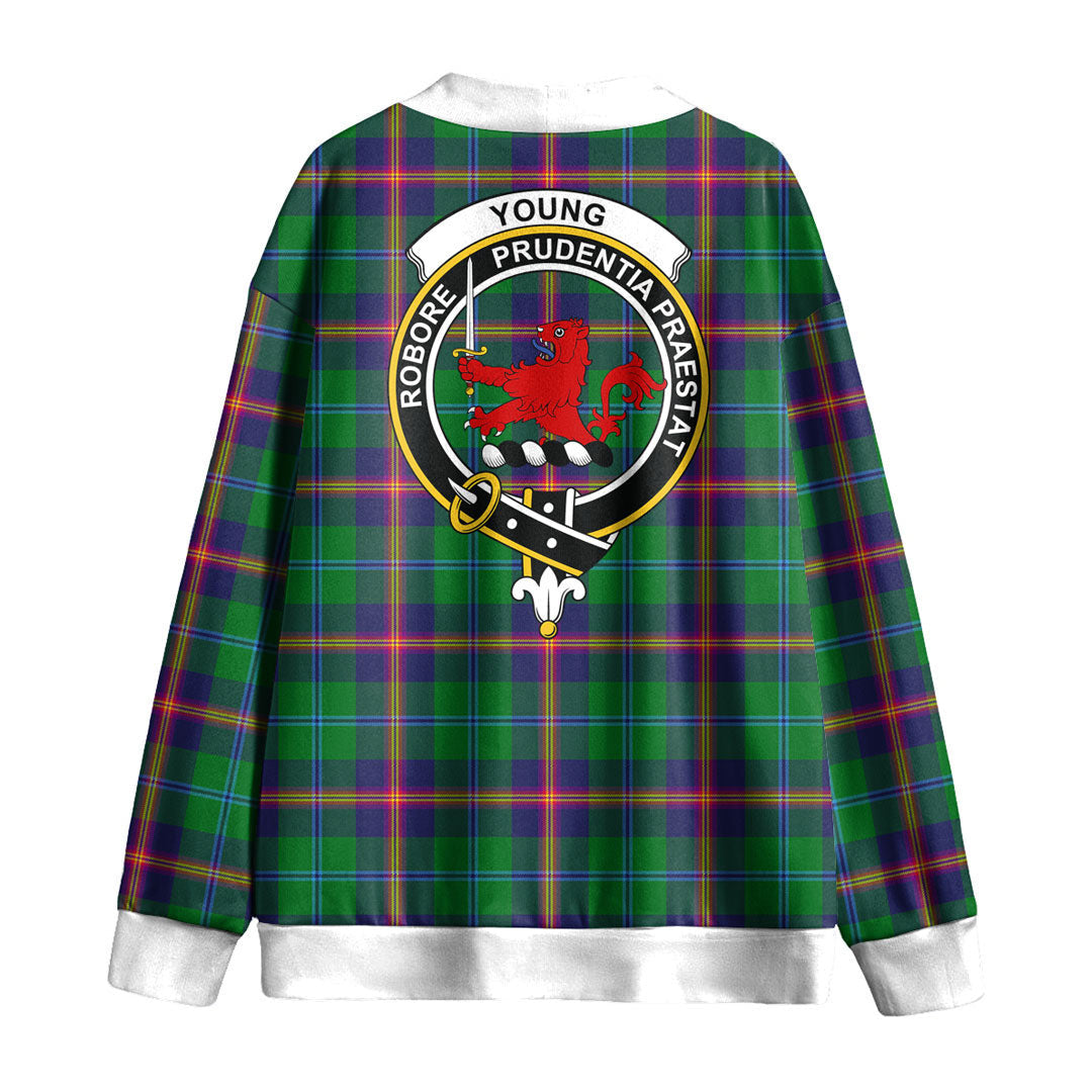 Young Modern Tartan Crest Knitted Fleece Cardigan