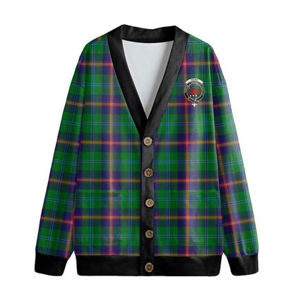 Young Modern Tartan Crest Knitted Fleece Cardigan