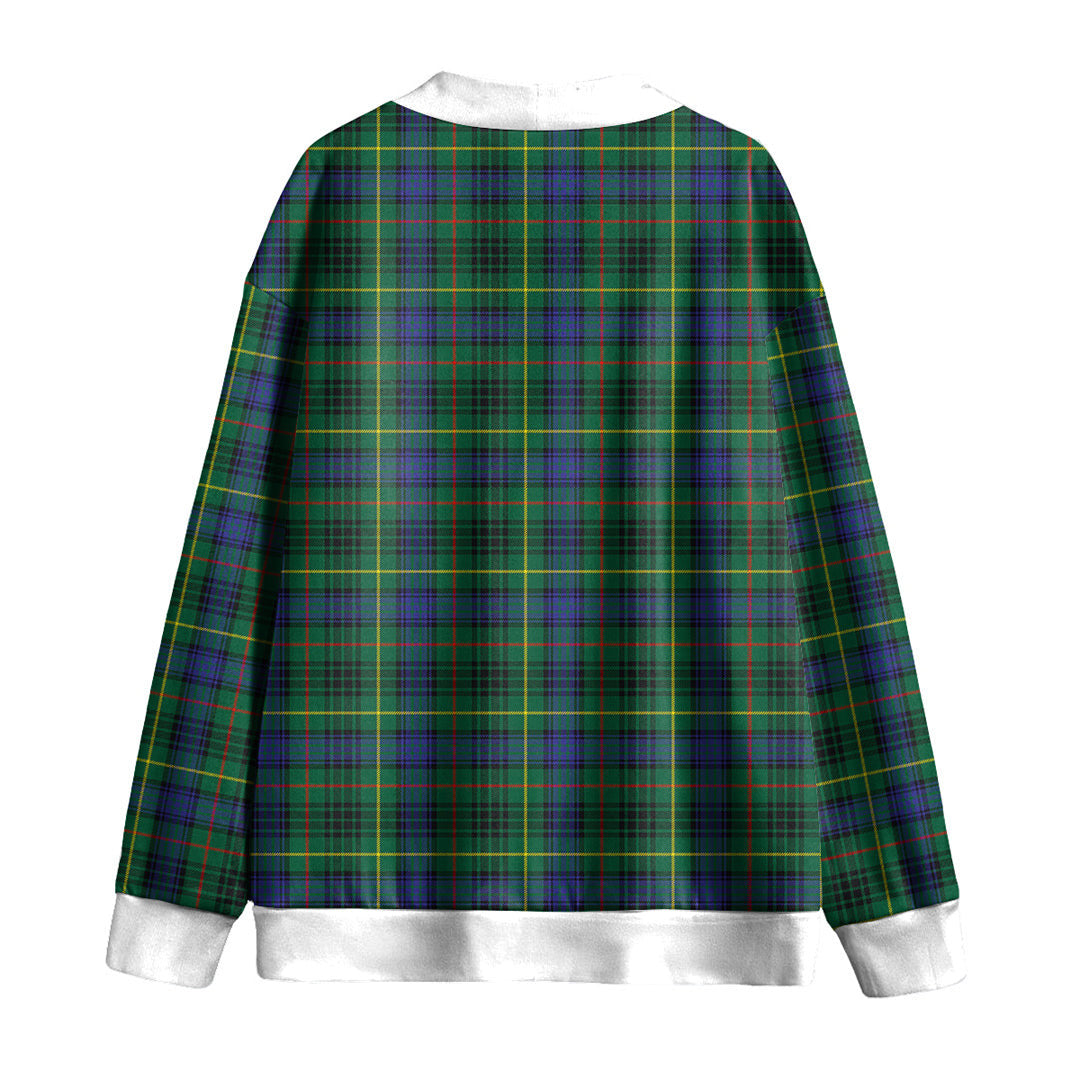 Stewart Hunting Modern Tartan Plaid Knitted Fleece Cardigan