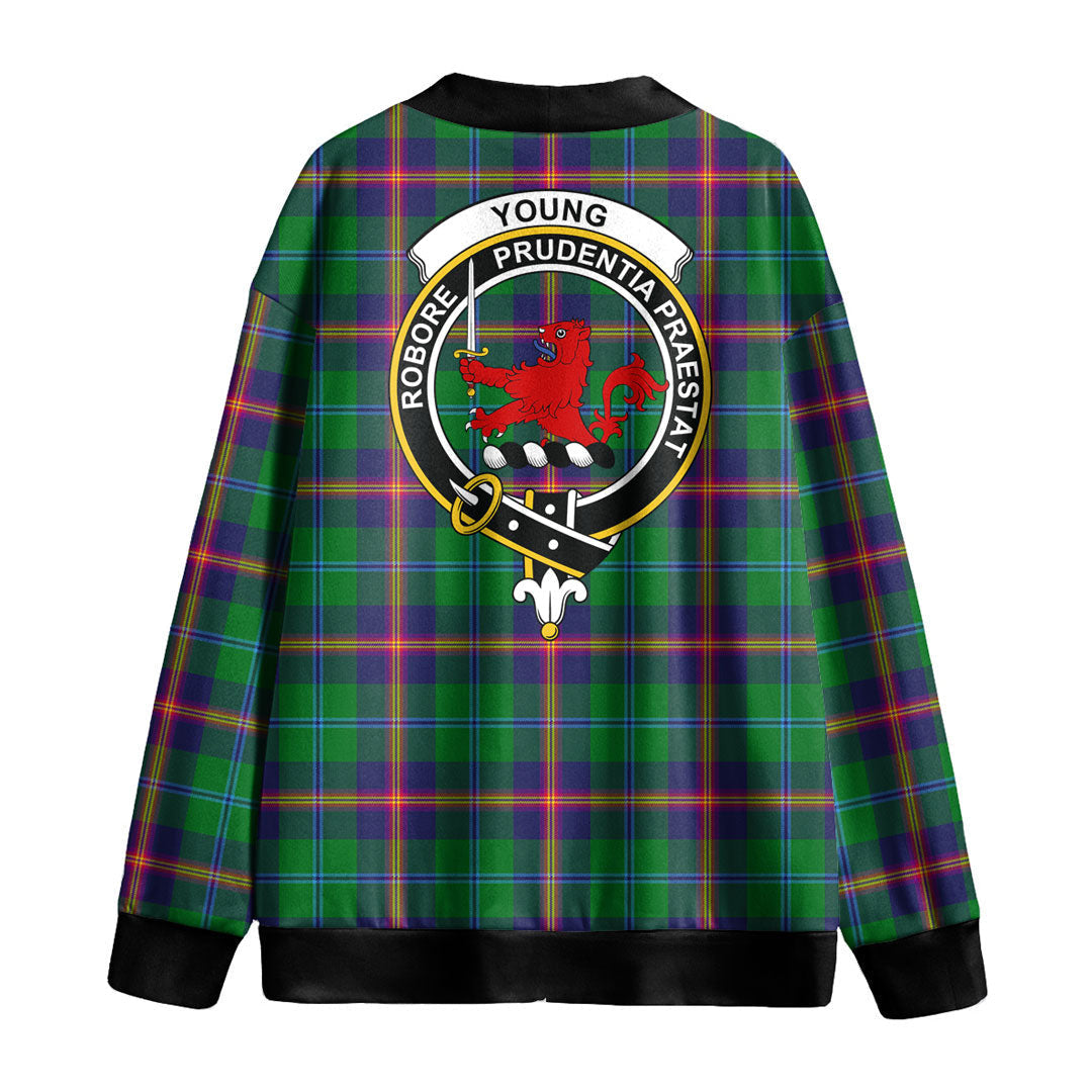 Young Modern Tartan Crest Knitted Fleece Cardigan