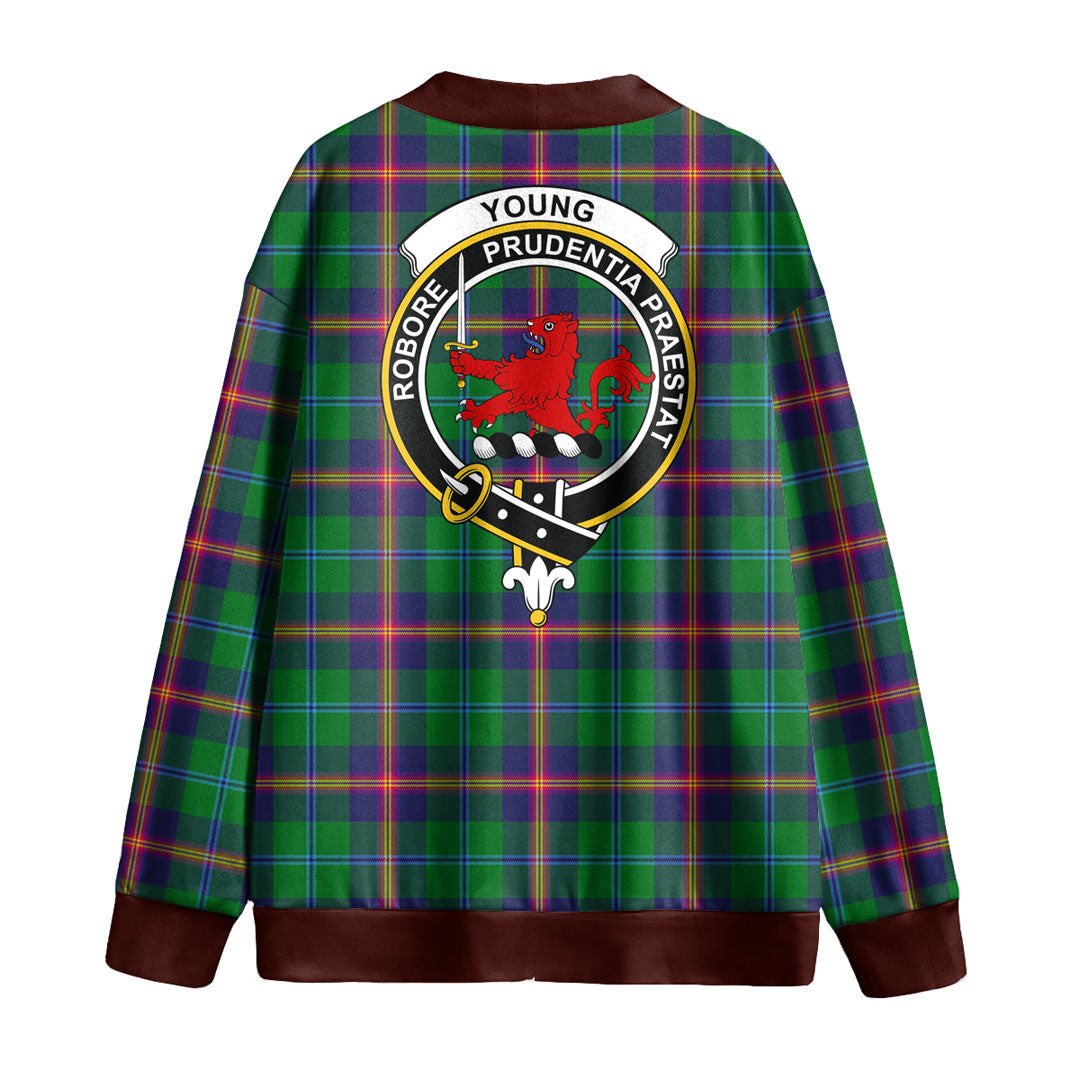 Young Modern Tartan Crest Knitted Fleece Cardigan