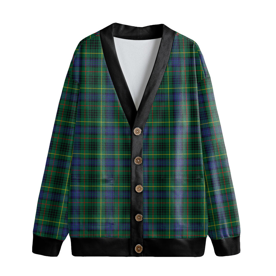 Stewart Hunting Modern Tartan Plaid Knitted Fleece Cardigan