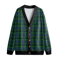 Stewart Hunting Modern Tartan Plaid Knitted Fleece Cardigan