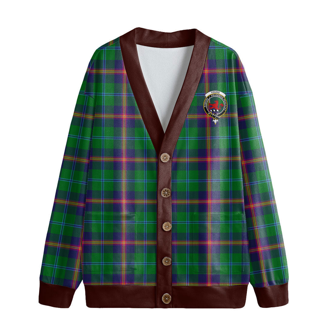 Young Modern Tartan Crest Knitted Fleece Cardigan