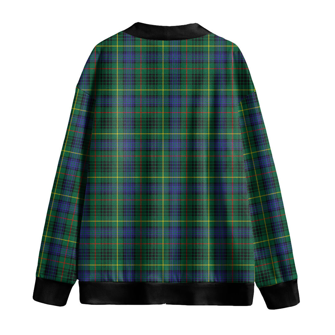 Stewart Hunting Modern Tartan Plaid Knitted Fleece Cardigan