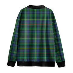 Stewart Hunting Modern Tartan Plaid Knitted Fleece Cardigan