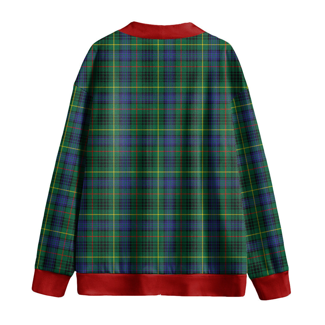 Stewart Hunting Modern Tartan Plaid Knitted Fleece Cardigan