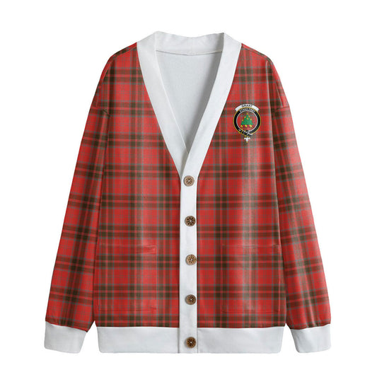 Grant Weathered Tartan Crest Knitted Fleece Cardigan