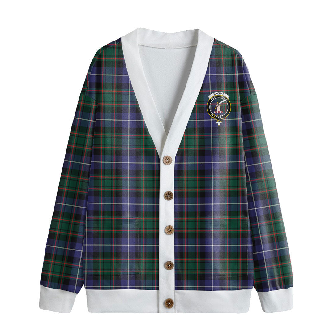 MacRae Hunting Modern Tartan Crest Knitted Fleece Cardigan