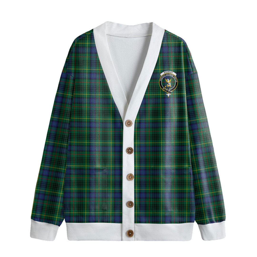 Stewart Hunting Modern Tartan Crest Knitted Fleece Cardigan