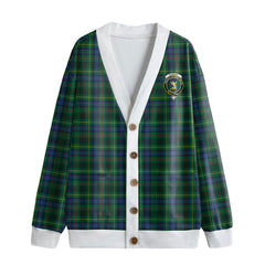 Stewart Hunting Modern Tartan Crest Knitted Fleece Cardigan