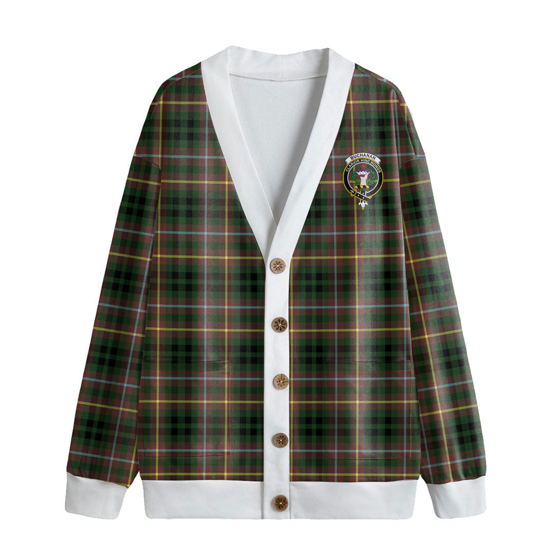 Buchanan Hunting Tartan Crest Knitted Fleece Cardigan