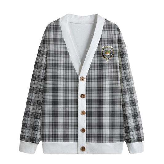 Douglas Grey Modern Tartan Crest Knitted Fleece Cardigan