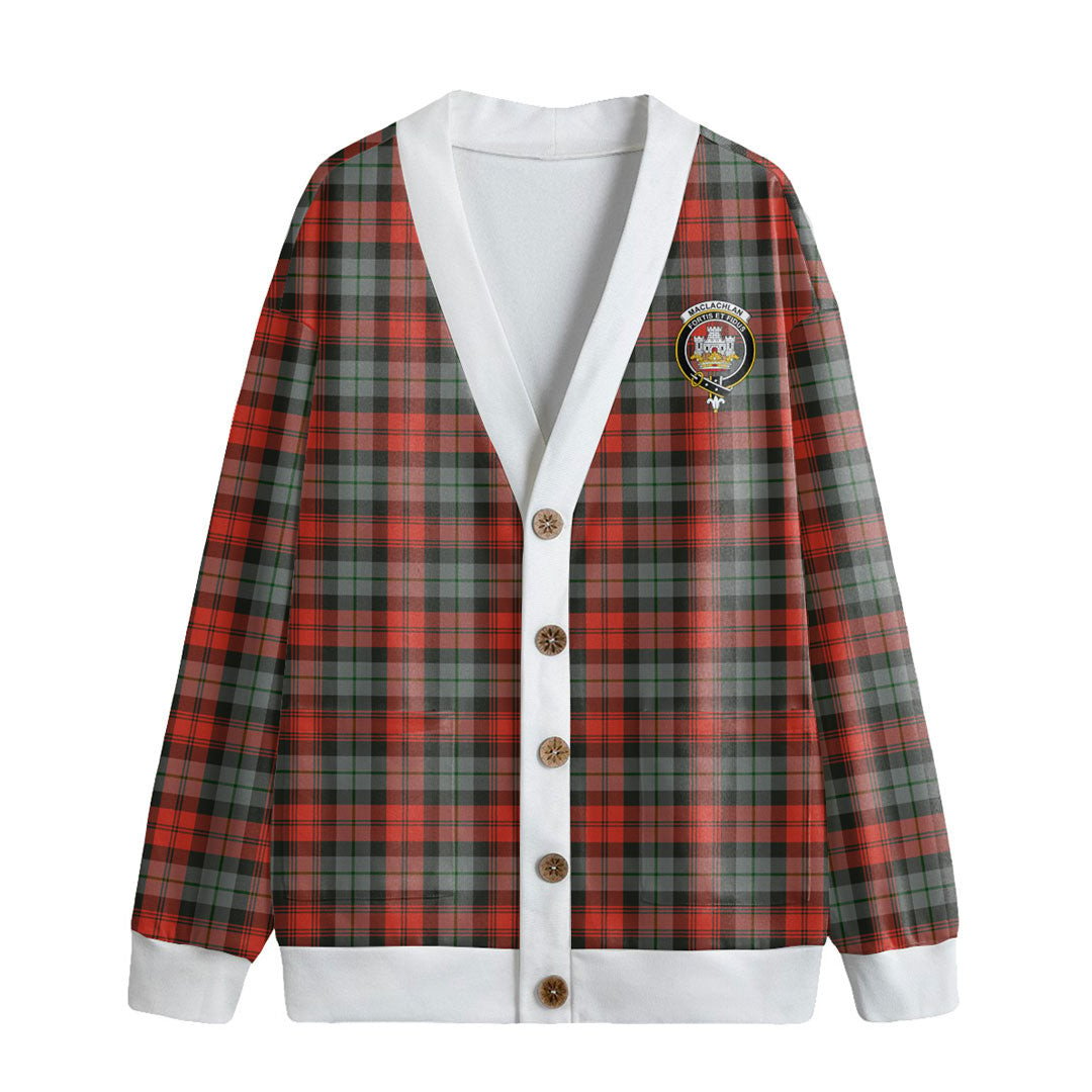 MacLachlan Weathered Tartan Crest Knitted Fleece Cardigan