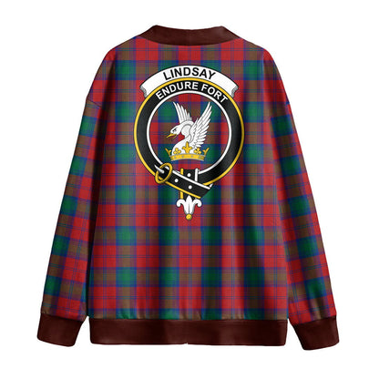 Lindsay Modern Tartan Crest Knitted Fleece Cardigan