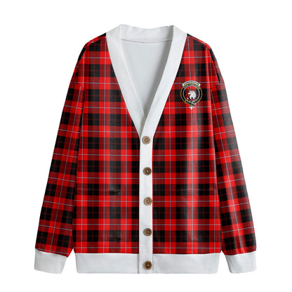 Cunningham Modern Tartan Crest Knitted Fleece Cardigan