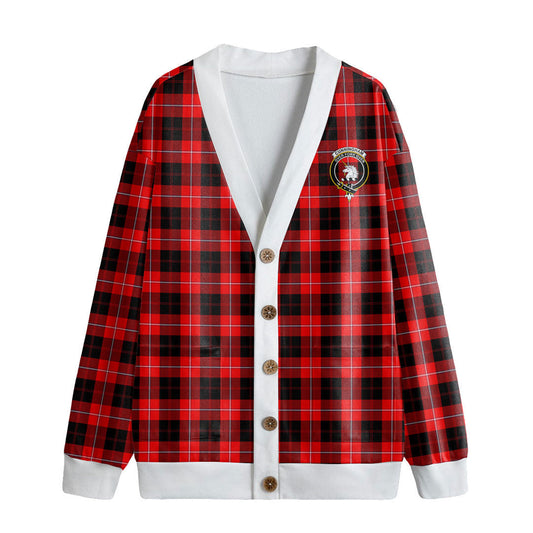 Cunningham Modern Tartan Crest Knitted Fleece Cardigan