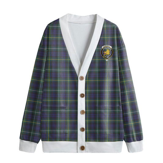 Campbell Argyll Modern Tartan Crest Knitted Fleece Cardigan